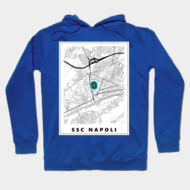 SSC Napoli Stadium map design white Hoodie by TopFootballStadiums